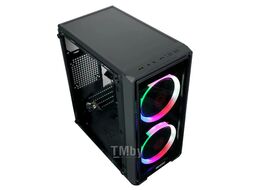 Корпус B177 GINZZU mATX, 2*USB2, 2*120мм LED FAN (12RR4), стекло, GPU 240mm max, fan CPU 145mm max, бп сверху, черный
