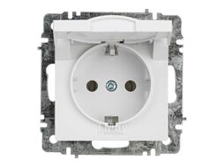 Розетка Accent 6-203-01 2P+E Schuko с крышкой, 16А-250В, IP20, СУ, AL/CU, белый Intro Б0063709