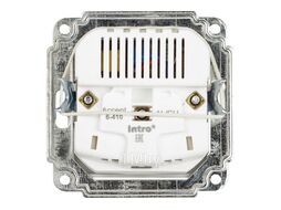 Розетка Accent 6-410-01 P+E Schuko со шторками, 16А-250В + 2хUSB, IP20, СУ, белый Intro Б0063689