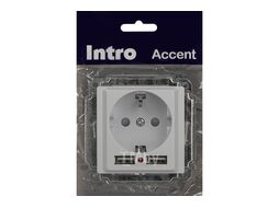 Розетка Accent 6-410-01 P+E Schuko со шторками, 16А-250В + 2хUSB, IP20, СУ, белый Intro Б0063689