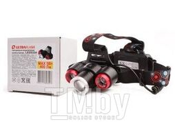 Фонарь налоб акк 3,7В, черн., 3LED, 5 Вт, фокус, 2 ак. 4 реж, USB, бокс са LED5334 Ultraflash 15031