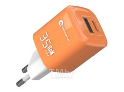 Сетевое зарядное устройство ATOMIC CRYSTAL G351 GAN 35W 2-порта USB (A+C) с кабелем, оранжевый 10.197