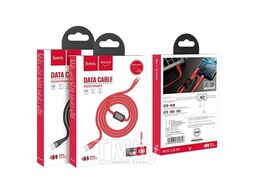 USB-кабель S4 AM-Type-C 1.2 метра, 3А, дисплей, пластик, плоский, красный Hoco 6931474705853