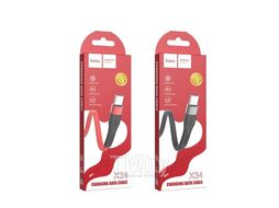 USB-кабель X34 Surpass AM-microBM 1 метр, 2.4A, ПВХ, плоский, чёрный Hoco 6931474707376