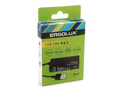 Разветвитель USB-4USB, 2А, Черный, Коробка ELX-SLP01-C02 Ergolux 15109