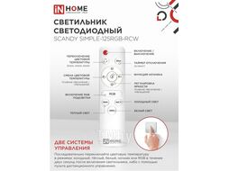 Светильник светодиодный SCANDY SIMPLE-125RGB-RCW 125Вт 230В 3000-6500K 10000Лм 400x50мм пульт ДУ белый IN HOME 4690612062266