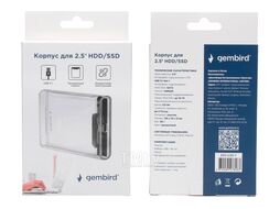Внешний корпус USB 3.0 для 2.5" HDD/SSD Gembird EE2-U3S-7, порт Type-С, SATA III, пластик, прозр.