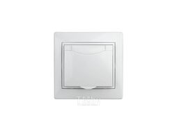 Розетка Plano 1-203-01 с заземлением 2P+E Schuko с крышкой, 16А-250В, IP20, СУ, белый Intro Б0053889