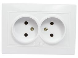 Розетка Plano 1-204-01 без заземления двойная 2х2P, 16А-250В, IP20, СУ, Plano, белый Intro Б0053904