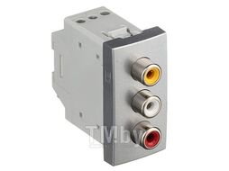 RCA розетка 3 выхода 1 мод., алюминий EFAPEL 45580 SAL