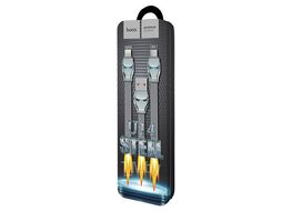 USB-кабель U14 Steel man AM-microBM 1.2 метра, 2.4A, индикатор, ПВХ, серый Hoco 6957531049456