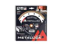Диск алмазный ТОНКИЙ турбо Ultra 180x25,4/22,2 мм, H=10 мм по керамограниту. В кор. METALLICA 900628