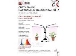 Светильник настольный на основании светодиодный СНО-Т2-ФИТО 4С40 красно-синий 40Вт 4 плафона, пульт на шнуре IN HOME 4690612053561