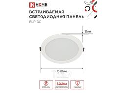 Панель светодиодная встраиваемая круглая RLP-DD 18Вт 230В 6500К 1440Лм 177мм, датчик движения, белая IP40 IN HOME 4690612058443