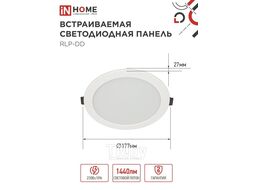 Панель светодиодная встраиваемая круглая RLP-DD 18Вт 230В 4000К 1440Лм 177мм, датчик движения, белая IP40 IN HOME 4690612058436