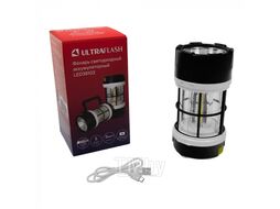 Фонарь акк. черн./малин., 40LED+2COB, 4 реж., Type-C, PowerBank, пласт., кор. LED38101 Ultraflash 15951