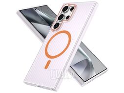 Задняя накладка CASE Translucent Strip Samsung Galaxy S24 Ultra прозрачно-оранжевый