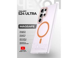 Задняя накладка CASE Translucent Strip Samsung Galaxy S24 Ultra прозрачно-оранжевый
