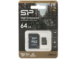 Карта памяти MicroSDXC 64Gb SP064GBSTXDV3V1HSP Silicon Power Golden Series (класс 10, UHS-I (класс U3), V30, A1, 100МБс/80 МБс, с адаптером)