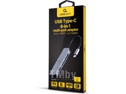 Хаб USB C док-станция A-CM-COMBO6-02 Gembird USB-CM 6-в-1 (Hub3.0 + HDMI + кардридер) Cablexpert