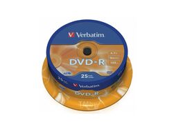 Оптический диск DVD-R 4.7GB 16x Verbatim AZO Matt Silver CakeBox 25 шт., 43522