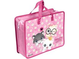 Папка А4 с ручками, пластик 33,5х26х10 см "3D Sweet Cats", с текстильн. расширением, 500 мкм, deVente 8054242