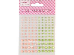 Наклейки-стразы акриловые 9,5х10,5 см "Жемчуг", пласт. пакет, розовые/оливковые