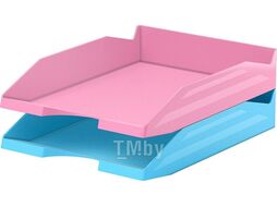Набор из 2 пластиковых лотков для бумаг Office, Pastel, розовый и голубой Erich Krause 55546