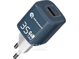 Зарядное устройство сетевое Atomic 10.192 CRYSTAL G351 GAN 35W 2-порта USB (A+C) с кабелем USB (С-С) 1.2 м, синий