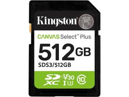 Карта памяти 512Gb SD Kingston Canvas Select Plus SDS3/512GB, SDXC Class 10, UHS-I U3