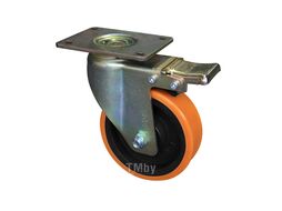 Большегрузная поворотная колес.опора,полиур. обод-чугун с торм. RONEL RN01 CPU 100F