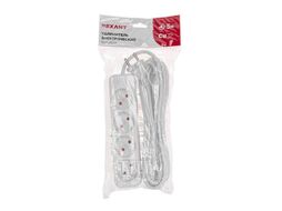 Удлинитель STANDARD 4 гнезда, 5м, 2х1,0мм², б/з, белый REXANT 13-4025