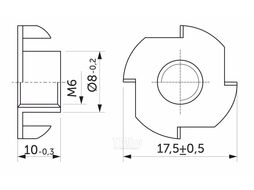 Гайка усовая (носковая) М6*10 белый цинк (уп/1тыс.шт) AKS 83730