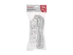 Удлинитель STANDARD 3 гнезда, 5м, 2х1,0мм², б/з, белый REXANT 13-4008