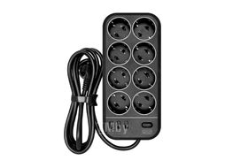Сетевой фильтр 3м 8 розеток Powercom SP-08 USB03AB черный