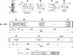 Направляющая шариковая L-450 h=45 SOFT CLOSE A AKS 122511