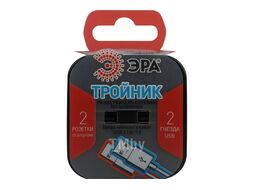 Разветвитель электрический SP-2-USB-B на 2 розетки 220V + 2xUSB 2400mA, без заземл 10А (черный) Эра Б0049535