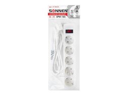 Сетевой фильтр 1,8м Sonnen SPW-185, 5 розеток, белый