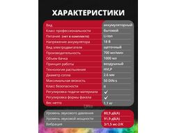 Аккум. краскораспылитель WORTEX CPS 1810 в кор. ALL1 (18 В, без акб и зу, 700 мл/мин, бак 1 л)