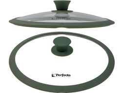 Крышка стеклянная, 240 мм, с силиконовым ободом, круглая, NATURAL GREEN, PERFECTO LINEA 25-024322