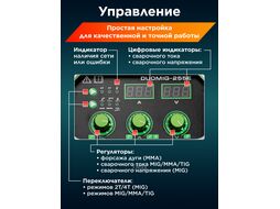 Полуавтомат сварочный DUOMIG-255E (220В, MIG/FLUX/MMA/TIG, евроразъем, смена полярности) DGM DG5822-5