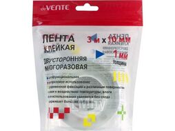Скотч-лента двусторонняя 10мм*3м, 1мм . REPAIR & CRAFT, многоразовая прозрачная deVente 4163501