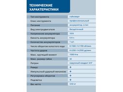 Аккум. ударный гайковерт SC 1810 Xcase, XLTpro, БЕСЩЕТ., 18 В, 1500 Н*м, 3/4", 1х6 А*ч, з/у 6 А (Масса: 3,92 кг,) BULL 1329726