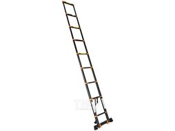Лестница телескопическая 1-секц. алюм. 510см, 13 ступ. 13,5кг BLACK LINE STARTUL (ST9931-051) (ширина ступени 8см, прорезиненные колеса и доп.стабилиз