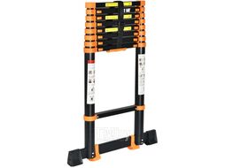 Лестница телескопическая 1-секц. алюм. 510см, 13 ступ. 13,5кг BLACK LINE STARTUL (ST9931-051) (ширина ступени 8см, прорезиненные колеса и доп.стабилиз