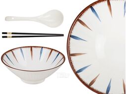 Миска керамическая с ложкой и палочками для еды, серия RAMEN, aura, PERFECTO LINEA 17-950003