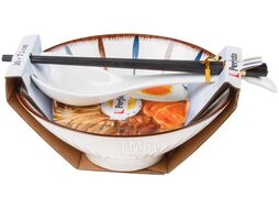 Миска керамическая с ложкой и палочками для еды, серия RAMEN, aura, PERFECTO LINEA 17-950003