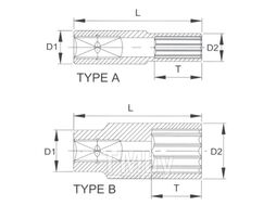 Головка, 1/4", 12 мм, торцевая, spline, глубокая, LICOTA P2012L