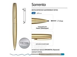 Ручка "SORRENTO" шарик.автомат. в футляре, 1,0мм, синяя, золотой мет.корпус, черный футляр Bruno Visconti 20-0448/01