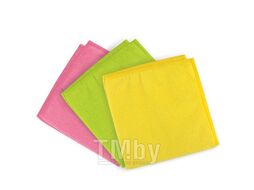 Салфетка из микрофибры плотной 30*30см, 300 г/м2, 3 шт/уп, ассорти ЛАЙМА 601245